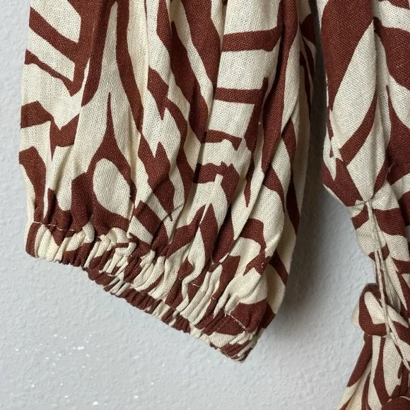 Eloquii Plus Size 20 Animal Print Linen Blend Belted Boho Coastal Dress - Picture 3 of 8